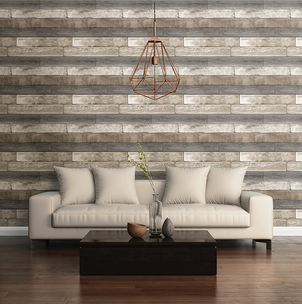 Weathered Plank Grey Wood Texture Wallpaper | Astek Home