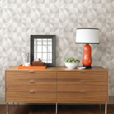 Puzzle Light Grey Geometric Wallpaper