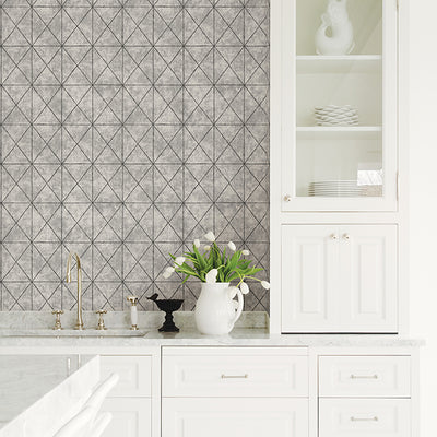 Intersection Silver Geometric Wallpaper