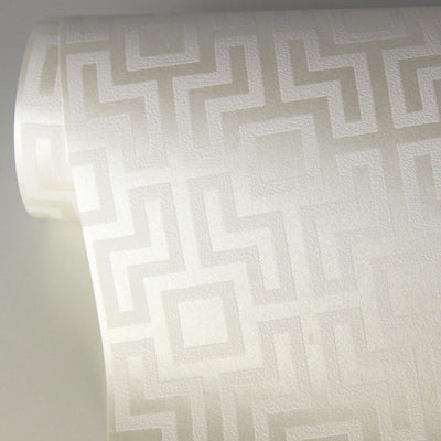 Boxwood Platinum Geometric Wallpaper