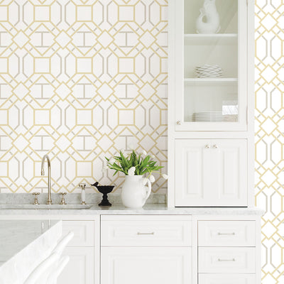 Dauphin Mustard Lattice Wallpaper