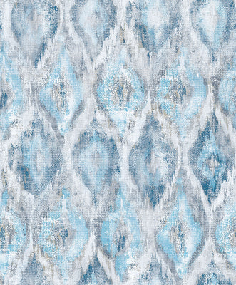 Gilboa Blue Ikat Wallpaper