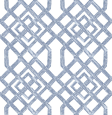 Traverse Blue Trellis Wallpaper