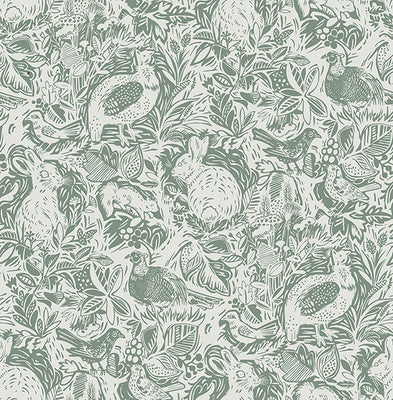 Revival Dark Green Fauna Wallpaper