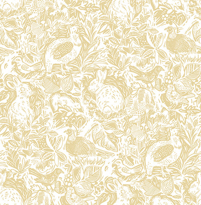 Revival Mustard Fauna Wallpaper