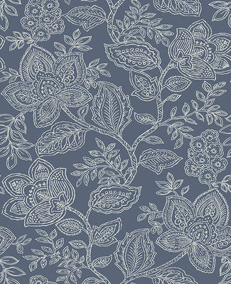 Larkin Blue Floral Wallpaper