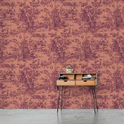 Peacock Toile Wallpaper - Brabant