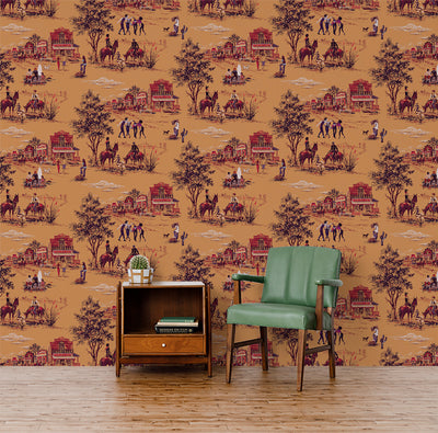 Punk Rock Toile Wallpaper - Bourbon