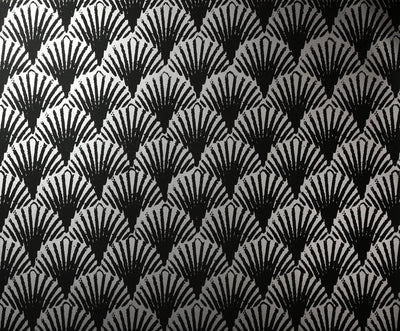 Art Deco Fans Wallpaper - Black & Silver