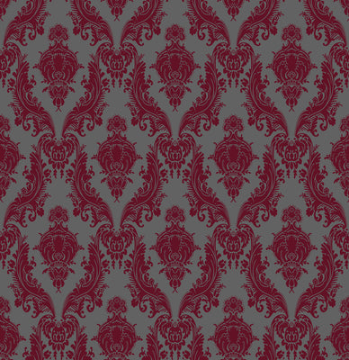 Petite Heirloom Wallpaper - Burgundy & Slate