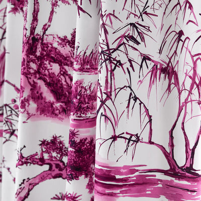 Kyoto Leaves Wallpaper - Fuchsia