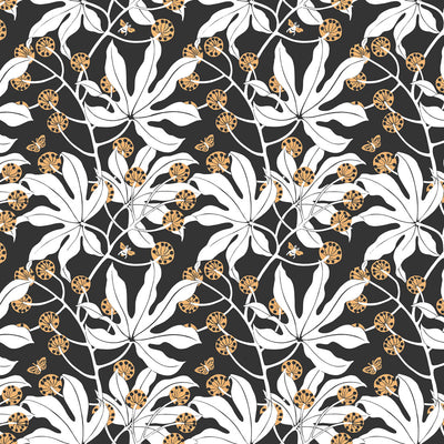 Fatsia Wallpaper - Charcoal