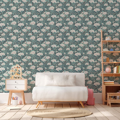 Meadow Flowers Wallpaper - Grey Blue