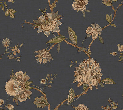 Monaco Blue Jacobean Trail Wallpaper