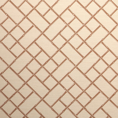 Bamboo Lattice Grasscloth Wallpaper - Sienna