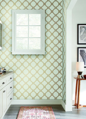 Open Trellis Wallpaper - Metallic Gold