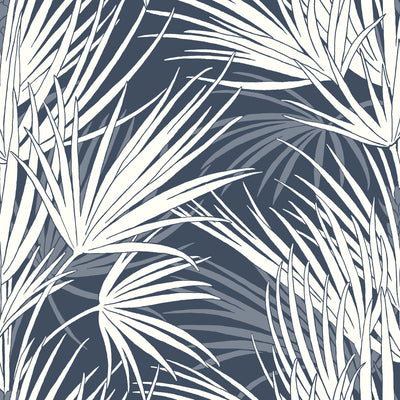 Palmetto Wallpaper - Navy/White