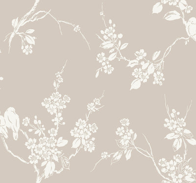 Imperial Blossoms Branch Wallpaper - Taupe