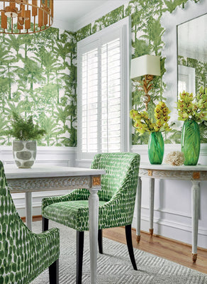 Palm Botanical Wallpaper - Emerald Green