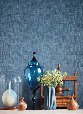 Tunica Basket Wallpaper - Navy