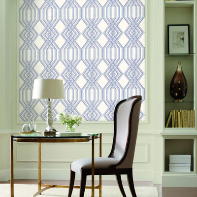 Ettched Lattice Wallpaper - Blue