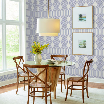 Ettched Lattice Wallpaper - Blue