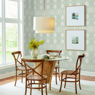 Ettched Lattice Wallpaper - Green