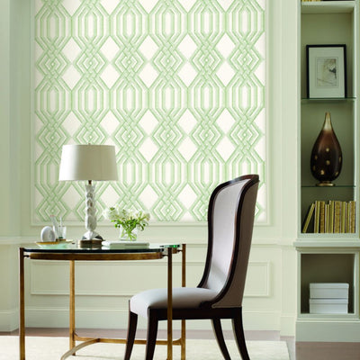 Ettched Lattice Wallpaper - Green