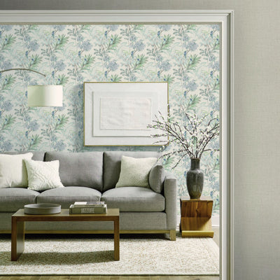 Handpainted Songbird Wallpaper - Turquiose